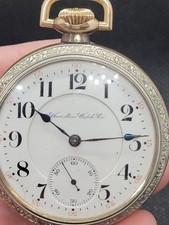 Unique Hamilton Pocket Watch 2-Tone Y crown and bow W back and bezel 21 jewel