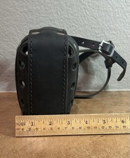 Black Leather Basket Muzzle w/ Ventilation Large Breed For Dog Trainers FDT 