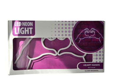 Heart Hands LED Neon LIGHT. (GLOWS MAGENTA)