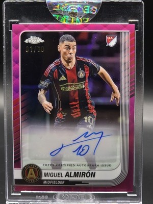 2025 Topps Chrome MLS Miguel Almiron Auto Mania Pink Refractor /10   01/10