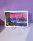 ACEO Mini Print, Pink Sky, Lake Landscape, original Acrylic | Trinity Contini  — photo 1