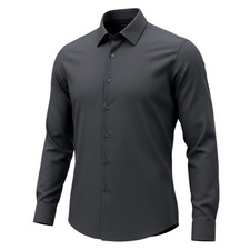 Alfani Mens Slim Fit Solid Black Long Sleeve Dress Shirt 17 1 2 34 35