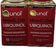 2x Qunol Mega Ubiquinol CoQ10 Vitamins 100mg 60 Ct Softgels 2025 2028