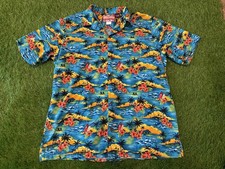 RJC Hawaiian Shirt Tiki Palm Sunset Cotton Made In Hawaii USA Coconut Floral LRG