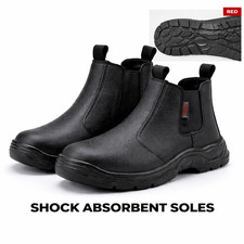 MENS DEALER BOOTS LIGHTWEIGHT CHELSEA SAFETY WORK SLIP ON STEEL TOE CAP SHOES UK