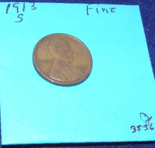 1913 S  WHEAT CENT     FINE    # 2