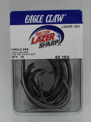 Eagle Claw L2045RH-18/0 Circle Sea Big Game Hook Size 18/0