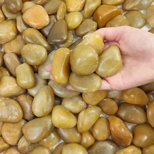 10 Lbs Yellow River Rocks, 1-2 Inch Polished Pebbles for Indoor Plants, Decorati