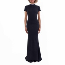 Balenciaga Mock Neck Cotton Maxi Dress, Size ...