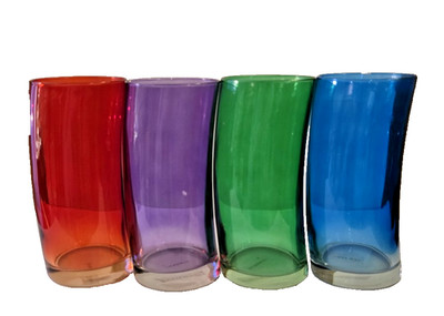 Set of 4 Leonardo Swing Mid-Century Curved Water Glasses Purple Red Blue Green