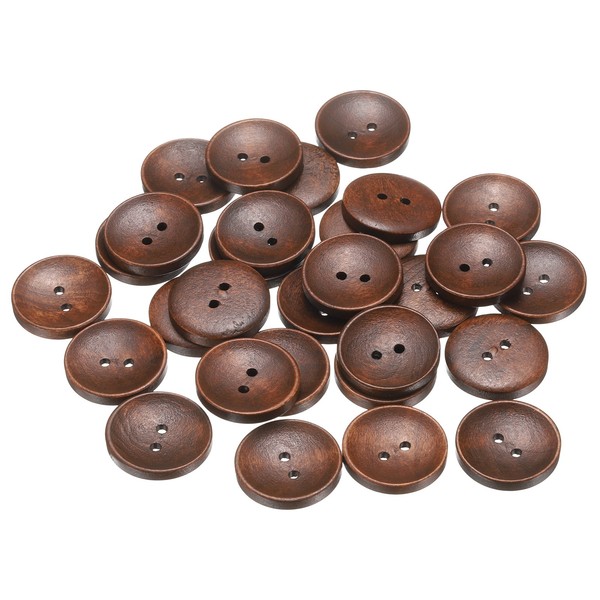 30 Stk. 28Mm Holz NäHknöPfe 2-Loch FüR Kleidung Diy Mittelbraun-image
