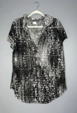 Jordan Taylor Power Mesh Hooded Swimsuit Cover L  Black White Resort Artsy Chic