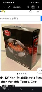 PARINI 12" Non-Stick Electric Pizza Cooker, Variable Temps, New Open box
