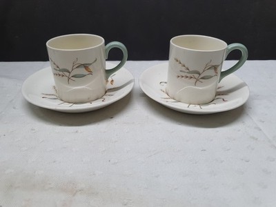 Paar Vintage Wedgwood Tiger Lily Kaffeedosen Tassen und Untertassen (B70)