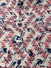 Vintage 40s or 50s fabric, pink and navy on creamy white, 46 x 35 inches, 3