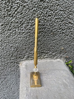 Vergoldete Stifteschale Vintage mit Glaskristallkugel
