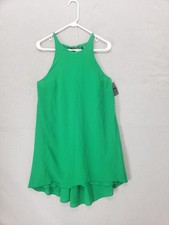 Mossimo Dress Womens Medium Green Sleeveless High Neck Layered Hem Flowy New