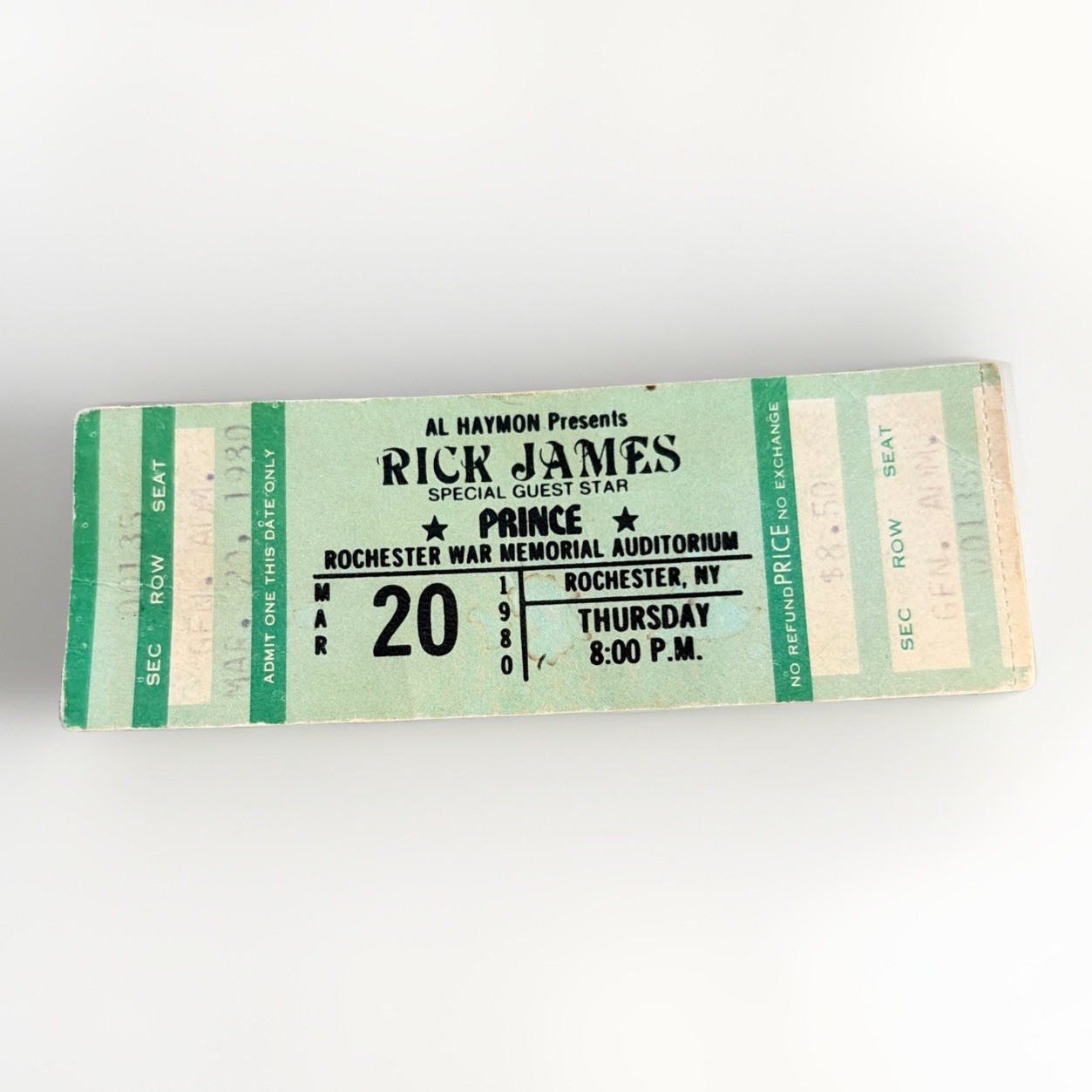 PRINCE & RICK JAMES CONCERT FULL TICKET ROCHESTER 3/20/80 FIRE IT UP TOUR RARE