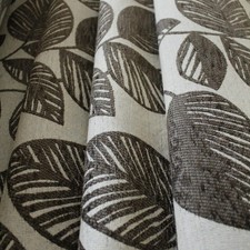 Floral Leaf Chenille Fabric Crossman Mocha Brown Raised Chenille Sofa Cushion