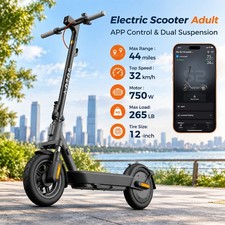 12-inch Electric Scooter with APP Suspension,750W Powerful Motor,Up to 44miles