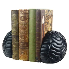 Decorative Bookends Brain Book Ends, Black Heavy Book Holder Ends for Shelves...