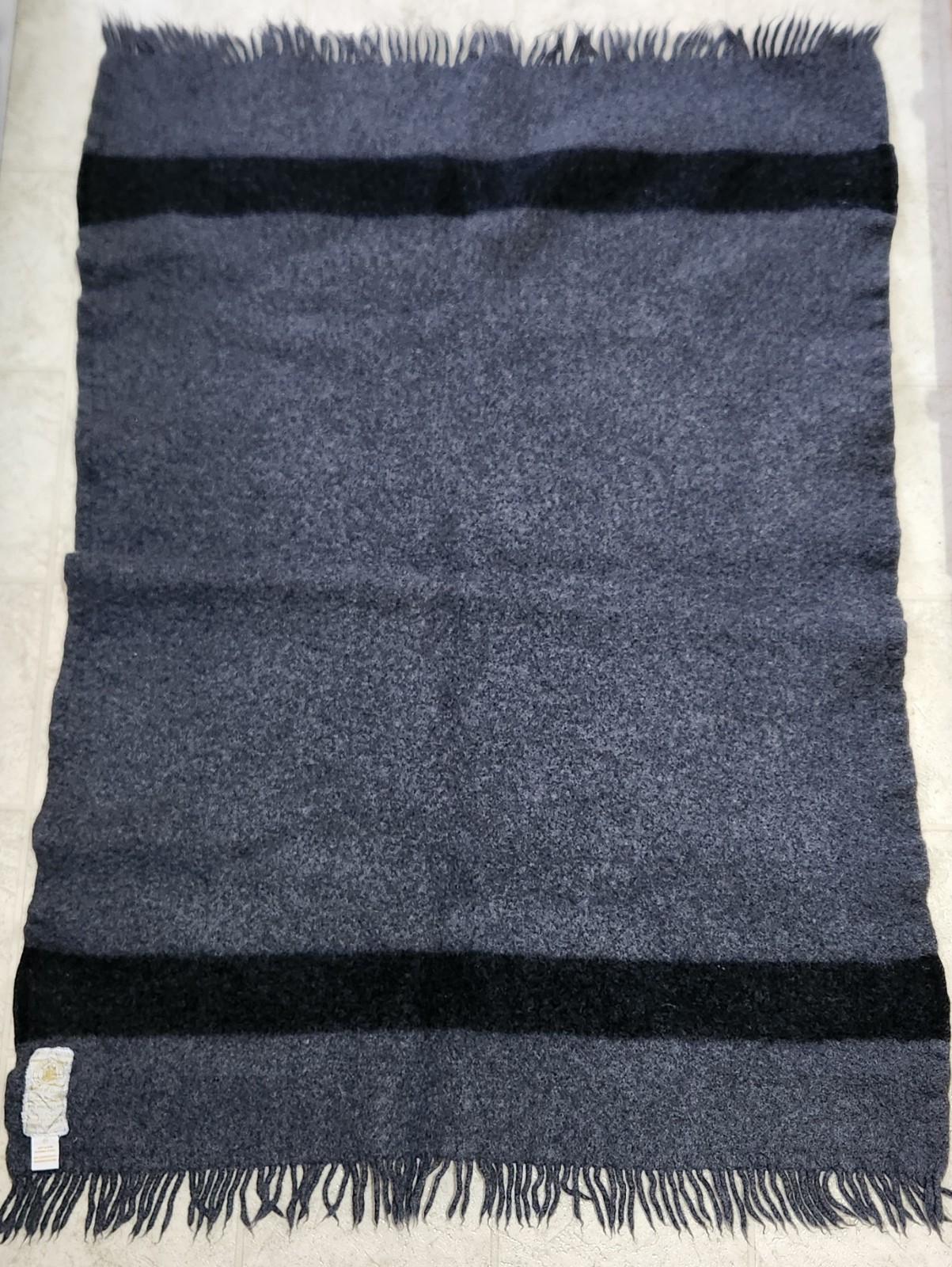 HUDSON'S BAY COMPANY GRAY 100% WOOL CARIBOU THROW BLANKET SHRUNK GREY