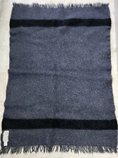 HUDSON'S BAY COMPANY GRAY 100% WOOL CARIBOU THROW BLANKET SHRUNK GREY