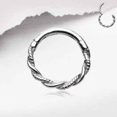 Vintage Twisted Rope Seamless Clicker Hoop Ring