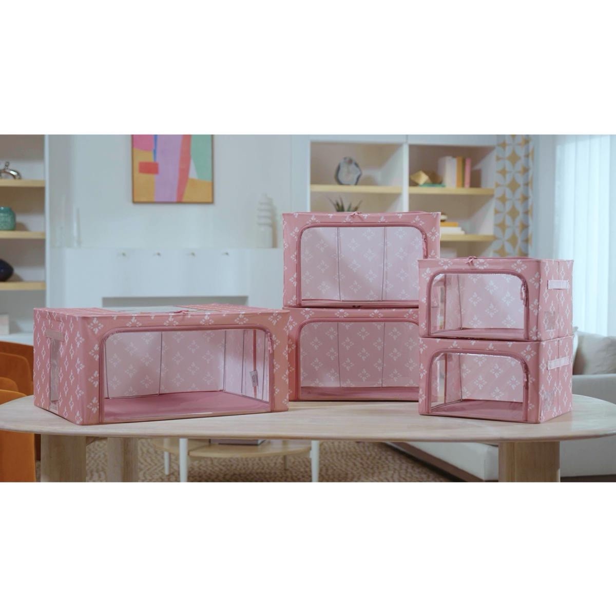 Improvements Collapsible Storage Bins - Set of 5 - Printed Blush