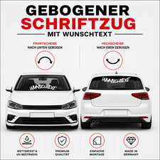 Autoaufkleber Wunschtext gebogen bis 60cm Frontscheibe Heckscheibe Sticker