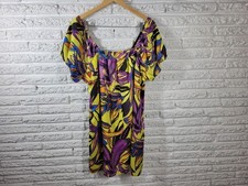 Forever 21 Women Dress 2X Plus Mini Puff Sleeve Purple Floral Pullover Polyester