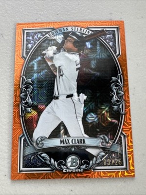 2026 Bowman Chrome Sterling Max Clark Orange Mojo Refactor /25 #BST-5 Tigers