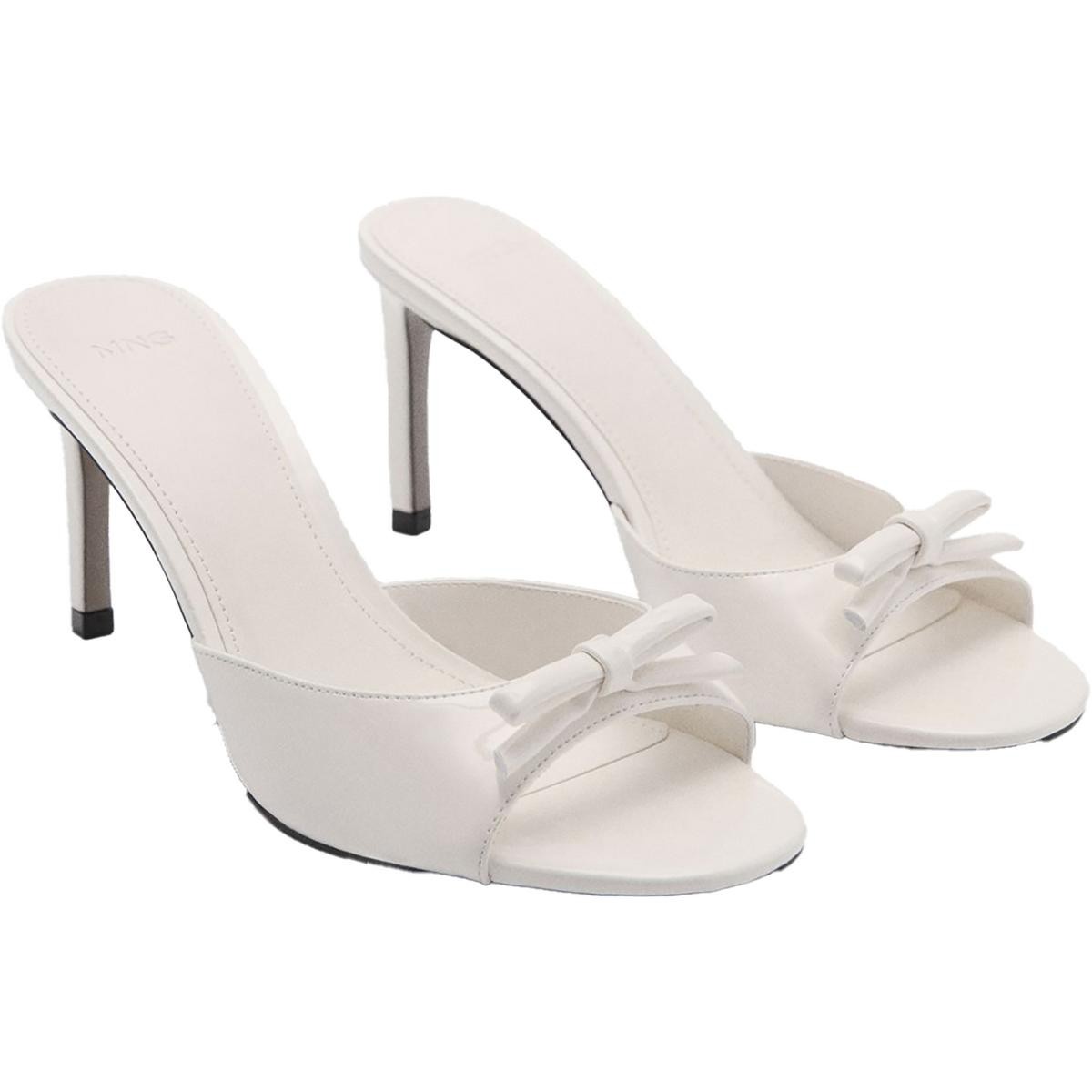 Женские туфли на высоком каблуке из искусственной кожи с белым бантом MNG, 39, средний размер (B,M), BHFO 0755