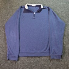 Peter Millar Mens 2XL Blue Sweater 1/4 Zip Vi...