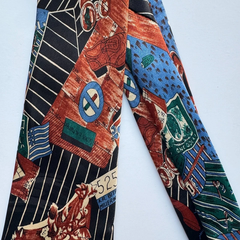 Corbata Enigma hecha a mano para hombre 58x3,75 Bolsa Wolf of Wall Street vintage Foto 3 de 4