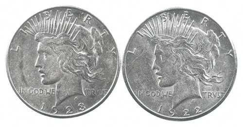 1923-S & 1922-S Peace Silver Dollar $1 Bullion Collection Lot *172