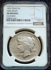 1921 SILVER PEACE DOLLAR NGC AU DETAILS HIGH RELIEF CLEANED