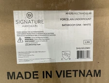 Signature Hardware SHU1812WH Myers Porcelain Undermount Bathroom Sink - White