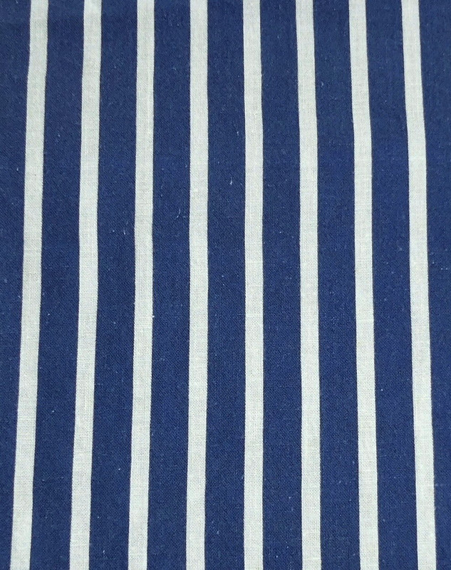 Vintage 1930s 1940s Blue White Stripe Feed Sack Fabric Cotton 42x35.5 Quilt