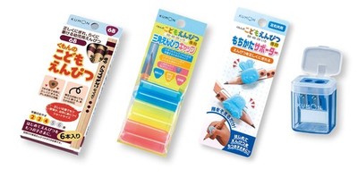 Kumon KUMON Children's Pencil 6B x 1 Triangular Pencil Cap x 1 Holding Supporter