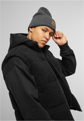 Synthetic Leatherpatch Long Beanie One Size | Urban Classics | TB626