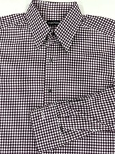Tom Ford Mens Dress Shirt Size 41 French Cuff Cotton Purple Check Switzerland
