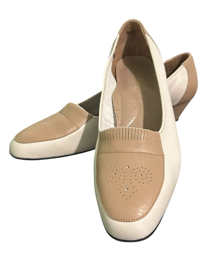 Zapatos de salón Florsheim Ramblers de cuero con tacón bloque sin cordones para mujer talla 9B (M) marfil tostado Foto 4 de 4