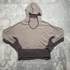 Prana Women's Gray Two Tone Knitted Hooded Pullover Sweater  Chic Size S