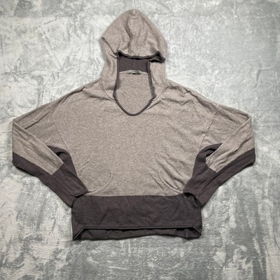 Prana Women's Gray Two Tone Knitted Hooded Pullover Sweater  Chic Size S