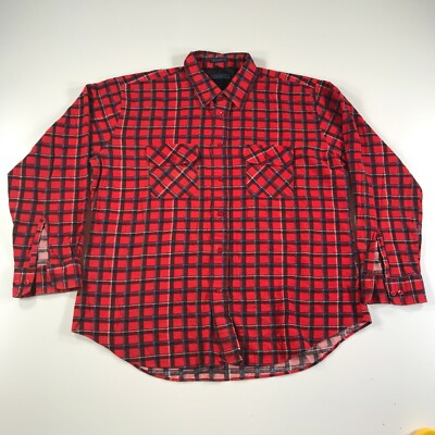 Vintage Van Heusen Flanell Hemd Herren XL Rot Karierter Button Down Winterstoffe