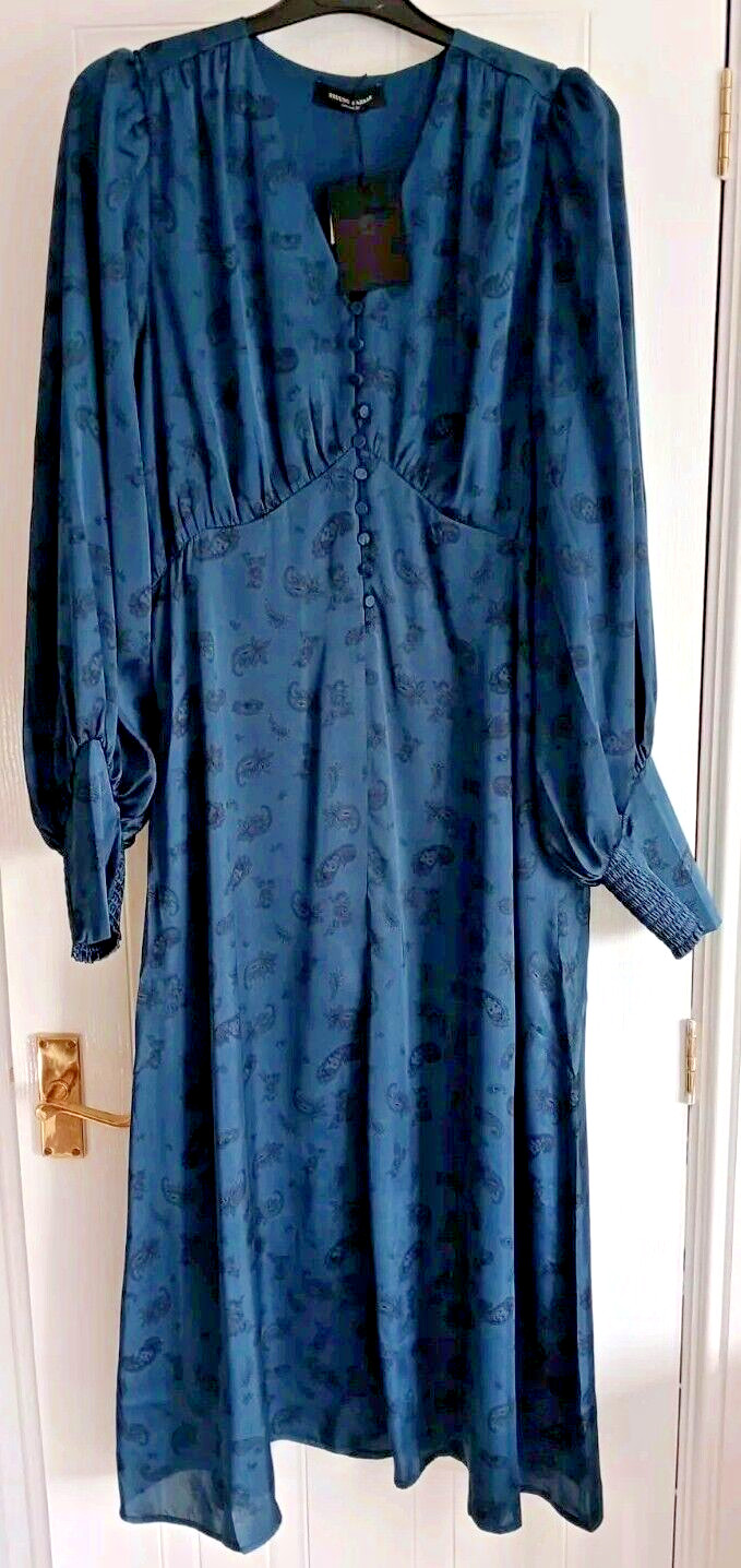 Bruuns Bazaar FLORETS LENEA COCKTAIL DRESS BBW3528 Dark Blue Size 40 UK 12- BNWT