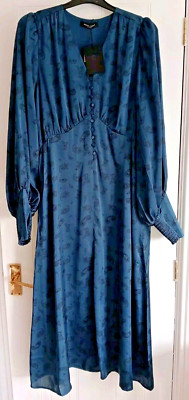 Bruuns Bazaar FLORETS LENEA COCKTAIL DRESS BBW3528 Dark Blue Size 40 UK 12- BNWT