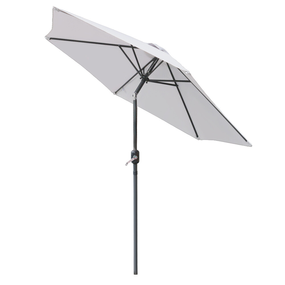 2.5M Garden Patio Parasol Outdoor Sun Shade Round Umbrella with Tilt Crank Cream