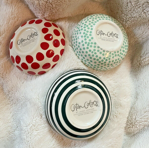COTON COLORS SMALL DIP / PINCH CHRISTMAS BOWLS SET OF 3 - RARE! - Picture 5 of 8
